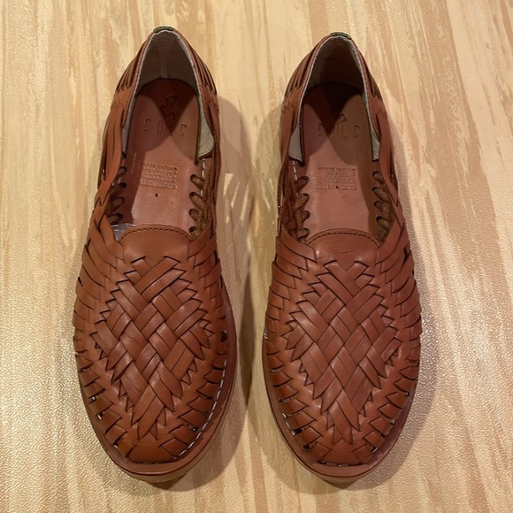 Sols Ana Genuine Leather Classic Mexican Huarache Sandal Flats Brown Size 9 - Picture 2 of 13